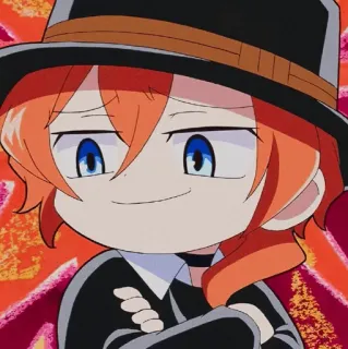 🥐 Chuya Nakahara Bungo Stray Dogs Anime, Manga, Chuya Nakahara, Bungo Stray Dogs, Charakter, Hut, Chibi whatsapp sticker