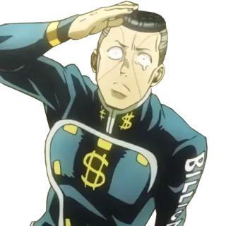 ✋️ Okuyasu Nijimura JoJo's Bizarre Adventure Anime, Manga, Signe dollar, Sueur, Personnage, Okuyasu telegram sticker