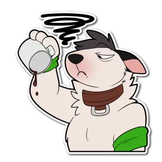 ☕ dog, cartoon, tired, coffee, exhausted, sleepy, drinking telegram sticker