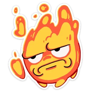 😒 feu, flamme, dessin animé, personnage, en colère, mignon whatsapp sticker