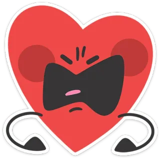 ❤️ cuore, cartone animato, arrabbiato, rosso, carino whatsapp sticker
