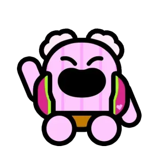 😁 캐릭터, 만화, 스티커, 분홍색, 손 흔들기, 귀여운 telegram sticker