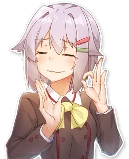 👌 Garota anime, Personagem, Fofo, Uniforme escolar, Gesto OK, Aprovação telegram sticker