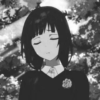 🙄 anime, garota, cabelo preto, fofa, pensativa telegram sticker