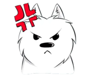 😠 pies, zły, kreskówka, zwierzę, biały, sfrustrowany telegram sticker