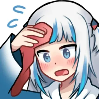 😳 Gawr Gura anime, suor, vtuber, Gawr Gura, envergonhado/a telegram sticker