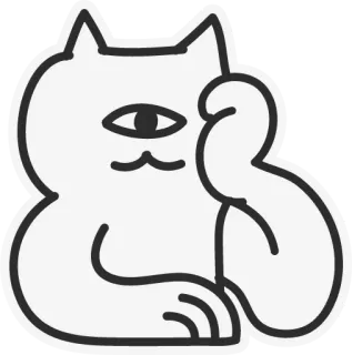 🤨 kat, één oog, cartoon, sticker, grappig, humor telegram sticker
