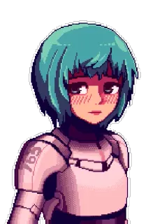 🤗 anime, personaggio, fantascienza, ragazza, videogioco, pixel art telegram sticker