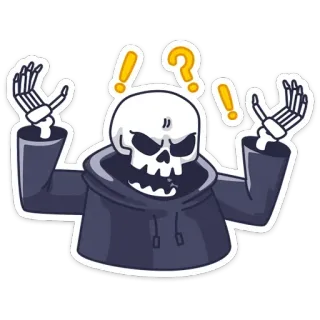 😡 骷髅, 问号, 感叹号, 卡通, 贴纸 telegram sticker