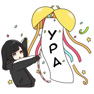 🥳 УРА celebración, confeti, anime, texto, ruso, ура whatsapp sticker
