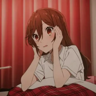 🎟 anime, chica, uniforme escolar, pelo rojo, linda, sentada telegram sticker