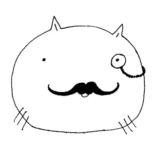 😒 Katze, Schnurrbart, Monokel, Cartoon, Schnurrhaare, Tier telegram sticker