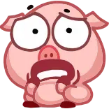 😨 Schwein, geschockt, Cartoon, Gesichtsausdruck, Tier telegram sticker