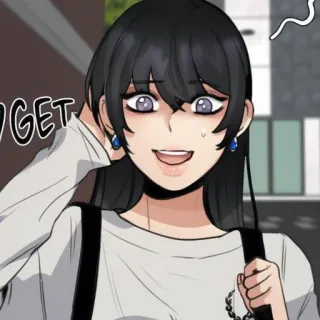 🐈‍⬛ forget mulher, sorriso, desenho animado, menina, personagem telegram sticker