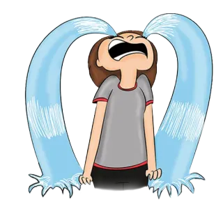 😭 huilen, verdrietig, cartoon, tranen, emotie, personage, van streek whatsapp sticker