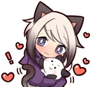 ☺️ Anime, Chat, Kawaii, Coeurs, Mignon, Dessin animé whatsapp sticker