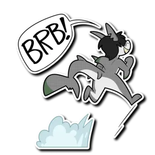 💨 BRB! Fellwesen, Laufen, Tier, Cartoon, Bin gleich zurück, Wolf telegram sticker