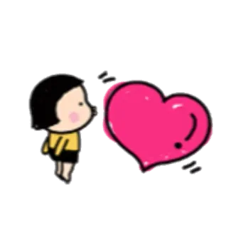 😘 Мультфильм, Сердце, Девушка, Любовь, Милый, Наклейка telegram sticker