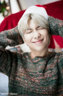 ☺️ RM RM, BTS, คริสต์มาส, หมวกซานต้า, K-pop, คนดัง telegram sticker