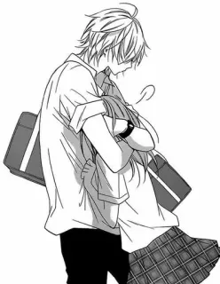 💗 abraço, anime, mangá, escola, casal, romance telegram sticker