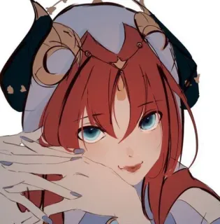💧 Anime, Portrait, Femme, Cornes, Illustration, Personnage whatsapp sticker