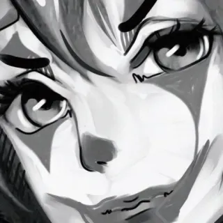 🤡 Anime, Retrato, Chica, Cara, Monocromo, Ojos telegram sticker