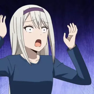 🤯 anime, geschokt, verrast, cartoon, vrouw, personage, uitdrukking whatsapp sticker