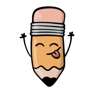 😋 lápis, fofo, desenho animado, escola, papelaria, desenho whatsapp sticker
