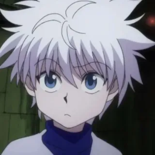 🤨 Killua Zoldyck Hunter x Hunter Anime, Charakter, Killua, Hunter x Hunter, weißes Haar, blaue Augen telegram sticker