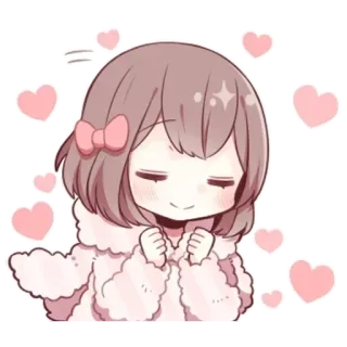 🌟 Chica anime, Kawaii, Lindo, Corazones, Chibi, Rosa, Dibujos animados telegram sticker