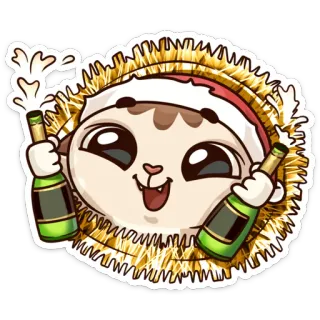 🍾 Katze, Weihnachten, Neujahr, Champagner, Feier, Kätzchen, festlich telegram sticker