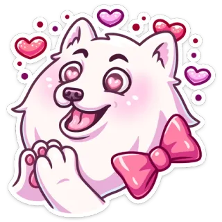 😍 cão, fofo, coração, cachorro, amor, animal, desenho animado telegram sticker