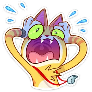 😳 gato, dibujo animado, gracioso, impactado, preocupado, expresión, angustiado, loco whatsapp sticker