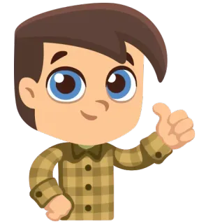 😌 cartone animato, ragazzo, pollice in su, positivo, personaggio, amichevole, illustrazione whatsapp sticker