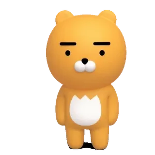💬 Ryan การ์ตูน, ตัวละคร, ไรอัน, น่ารัก, สีส้ม, หมี, Kakao Friends telegram sticker