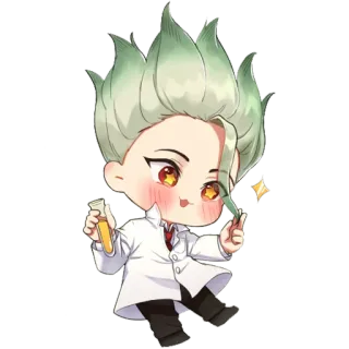 🤩 Senku Ishigami Dr. Stone 애니메이션, 과학자, 닥터 스톤, SD캐릭터, 만화 telegram sticker