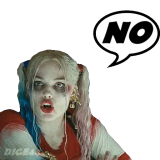 👎 Harley Quinn Suicide Squad NO Harley Quinn, Suicide Squad, non, DC Comics, Margot Robbie, autocollant, film telegram sticker