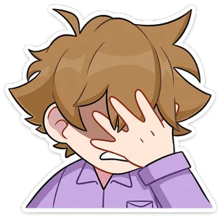 🤦 facepalm, zawstydzony, sfrustrowany, smutny, kreskówka, wyraz twarzy, reakcja telegram sticker