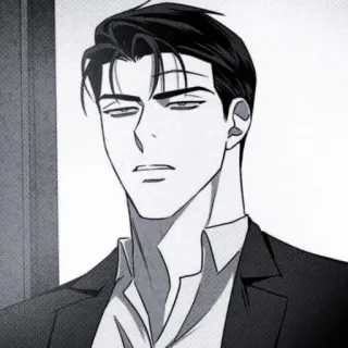 🩸 man, black and white, drawing, suit, portrait telegram sticker