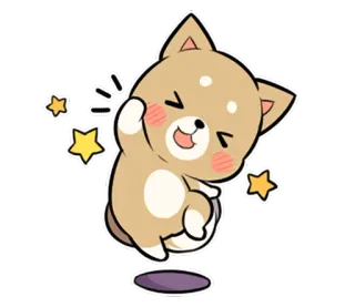 😆 собака, милый, мультяшный, счастливый, животное, сиба ину, наклейка telegram sticker