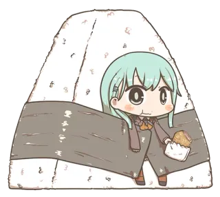 🍙 Anime, Mädchen, Onigiri, Essen, Süß, Kawaii telegram sticker