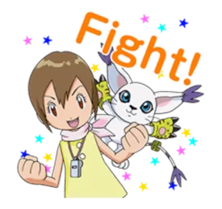 👊 Fight! 만화, 애니메이션, 싸움, 소녀, 동물, 귀여운 telegram sticker