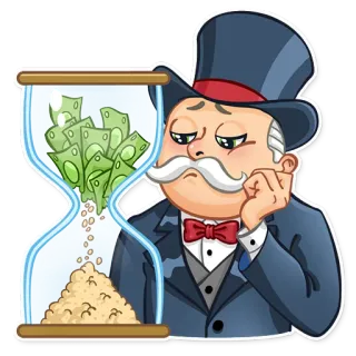 💸 Monopoly Man Monopoly Geld, Sanduhr, reich, Finanzen, Monopol telegram sticker