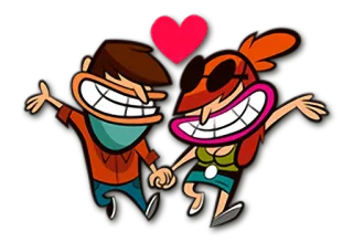 👫 卡通, 爱, 情侣, 心, 快乐, 关系 telegram sticker