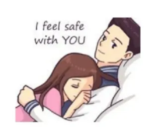 ❤ I feel safe with YOU safe, couple, love, hug telegram sticker