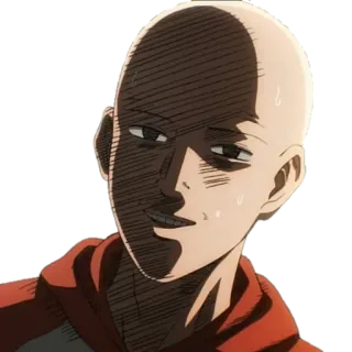 😏 Saitama One-Punch Man Аниме, Манга, Герой, Лысый, Серьезный telegram sticker