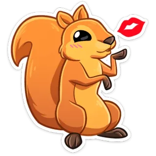 💋 squirrel, animal, cartoon, kiss, rodent telegram sticker