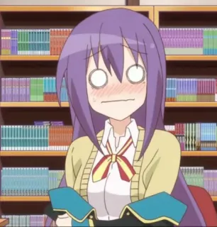 🌮 anime, cartoon, shocked, girl, library, funny telegram sticker