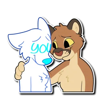 😔 you zwierzę, kreskówka, przytulanie, słodki, uczucie telegram sticker
