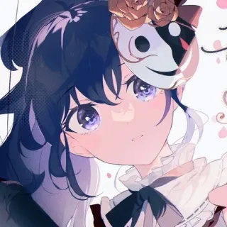 🔮 动漫, 漫画, 肖像, 插画, 女孩, 面具 telegram sticker